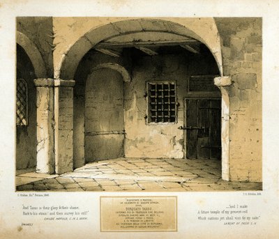 Memorial to Torquato Tasso, Engraved by T.C. Dibdin After a 1846 Painting by Carlo Grubacs